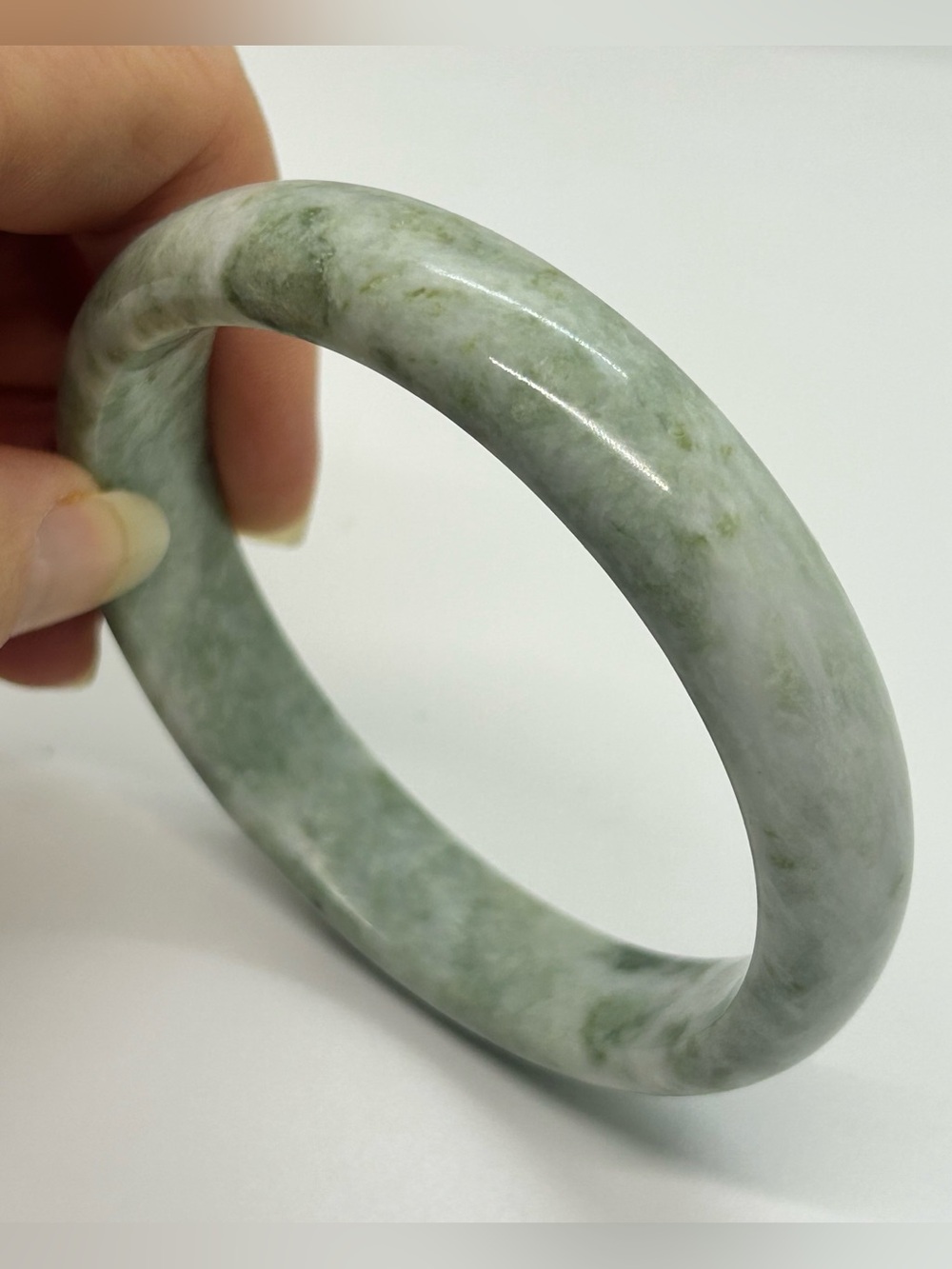 Green Spotted Natural Jade Bangle